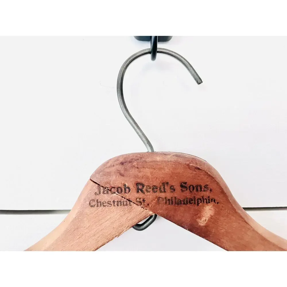 Vintage Jacob Reed's Sons Chestnut St. Philadelphia Wooden Clothes Hanger